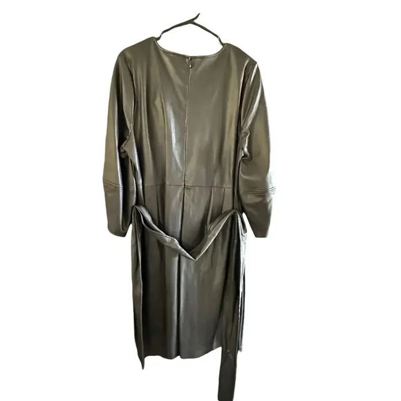 ELOQUII Elements Black Faux Leather Stretch Midi Dress Size 18 - Picture 5 of 5